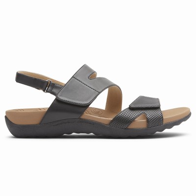 Sandálias Rockport Ridge Adjustable Asymmetrical Mulher Pretas PT-31625